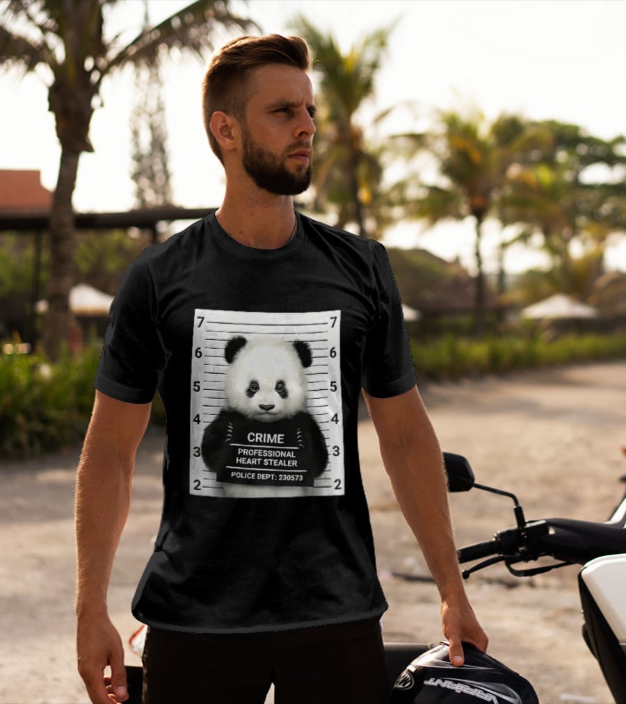 Panda Crime Professional Heart Stealer Police Dept 230573 Shot Lineup T-Shirt