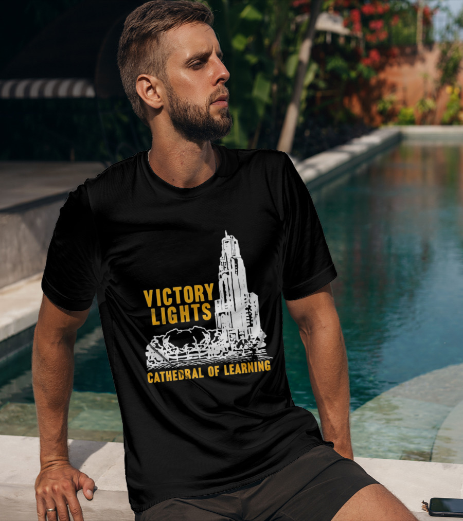 Victory Lights Cathedral Of Learning Pittsburgh Panthers T-Shirt