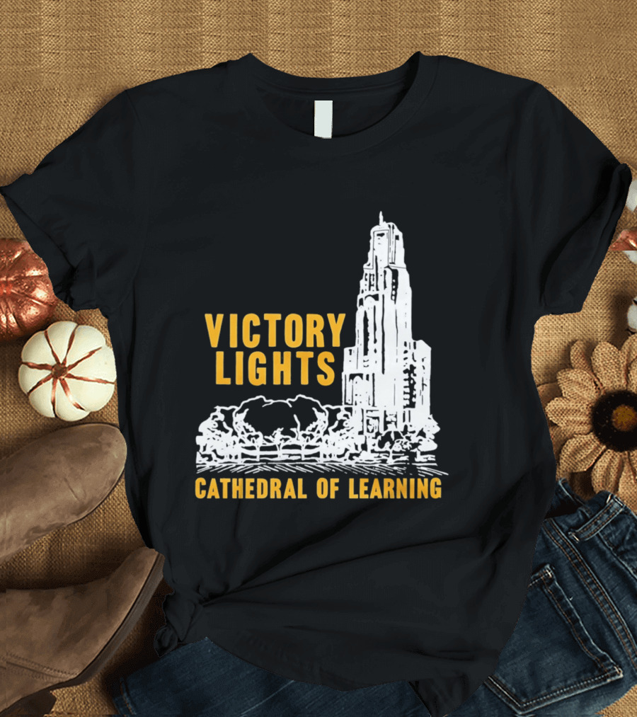 Victory Lights Cathedral Of Learning Pittsburgh Panthers T-Shirt