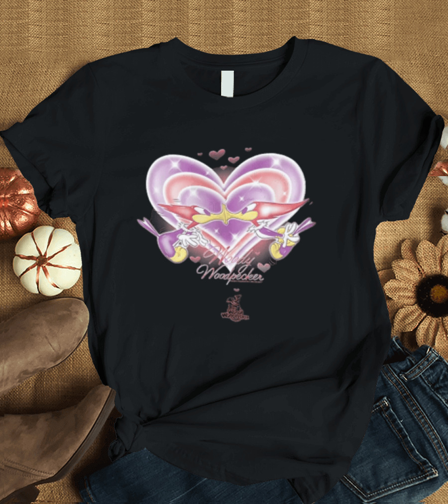 Winnie Woodpecker Woody Kissing Cartoon Birds Heart T-Shirt