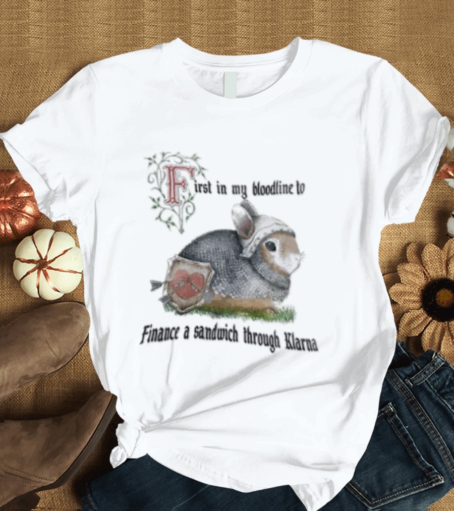 First In My Bloodline To Finance A Sandwich Through Klarna Knight Bunny Chainmail Shield T-Shirt