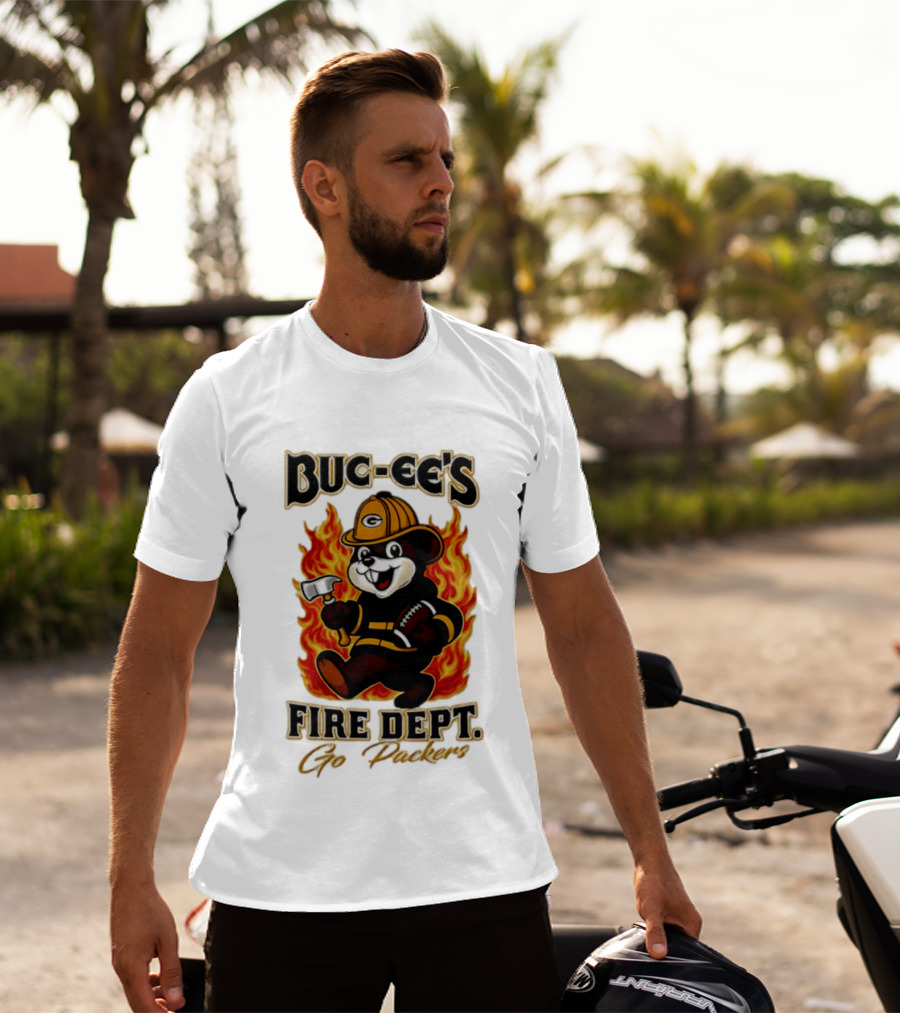 Buc Ee's Fire Dept Go Packers Axe Football Helmet T-Shirt