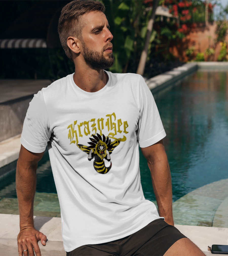 Krazy Bee Fighter Yellow Black Illustrated Bee T-Shirt