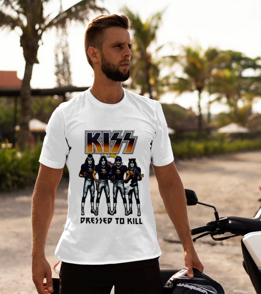 KISS Minnesota Vikings Dressed To Kill Football Fan T-Shirt