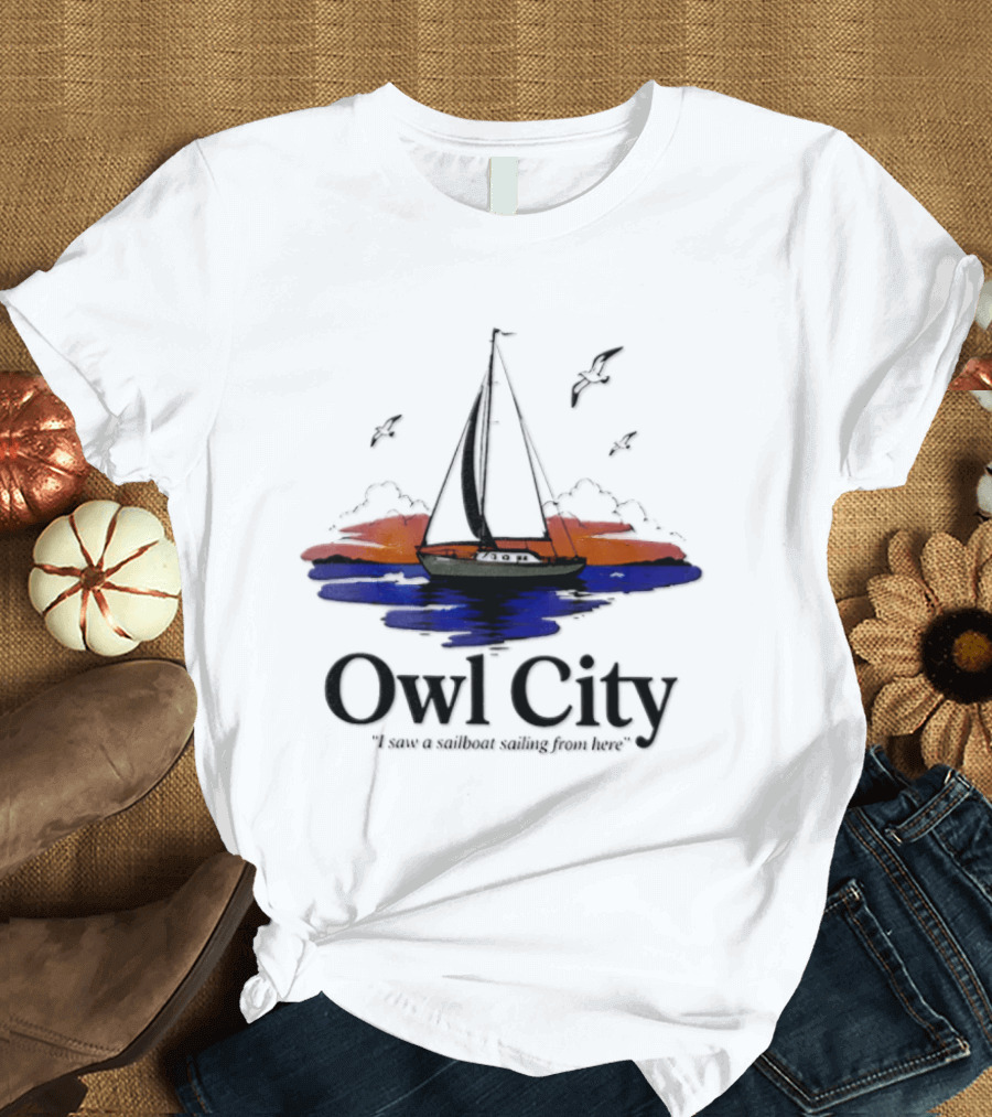 Owl City Smooth Sailing Scenic Sunset Adventure T-Shirt