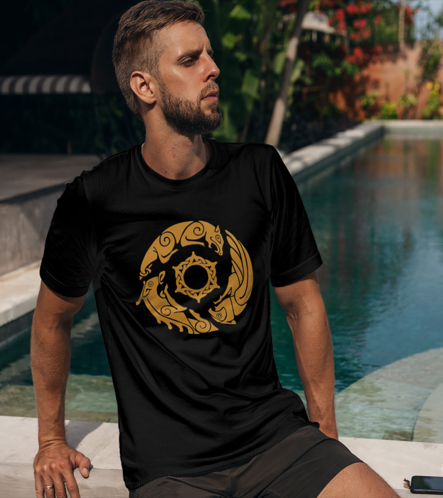 Crimson Desert Crest Zodiac Animal Wheel T-Shirt