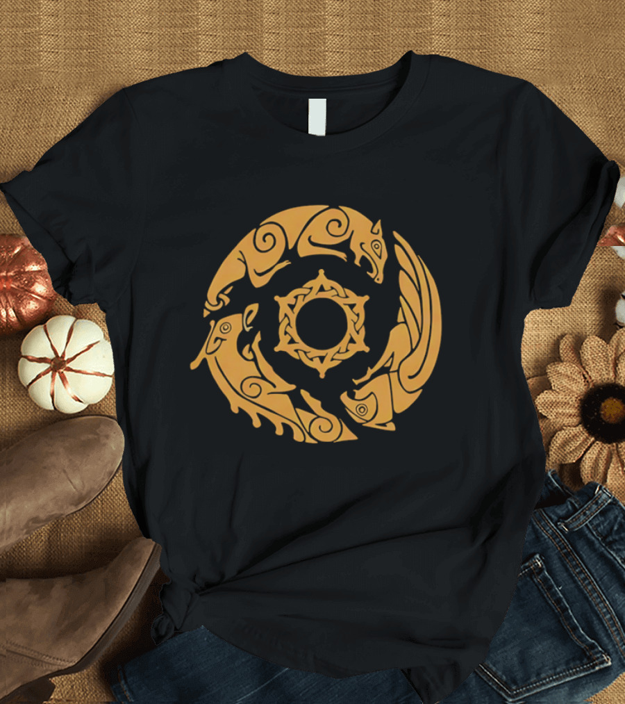 Crimson Desert Crest Zodiac Animal Wheel T-Shirt