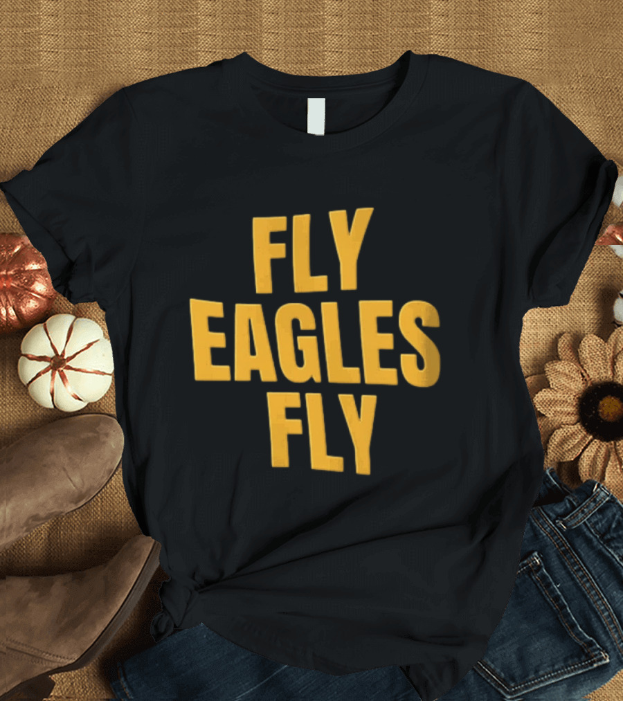 Fly Eagles Fly Philadelphia Yellow Stacked T-Shirt
