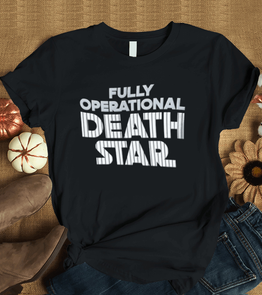 Death Star Fully Operational Pinstripe Lettering Roto Wear T-Shirt