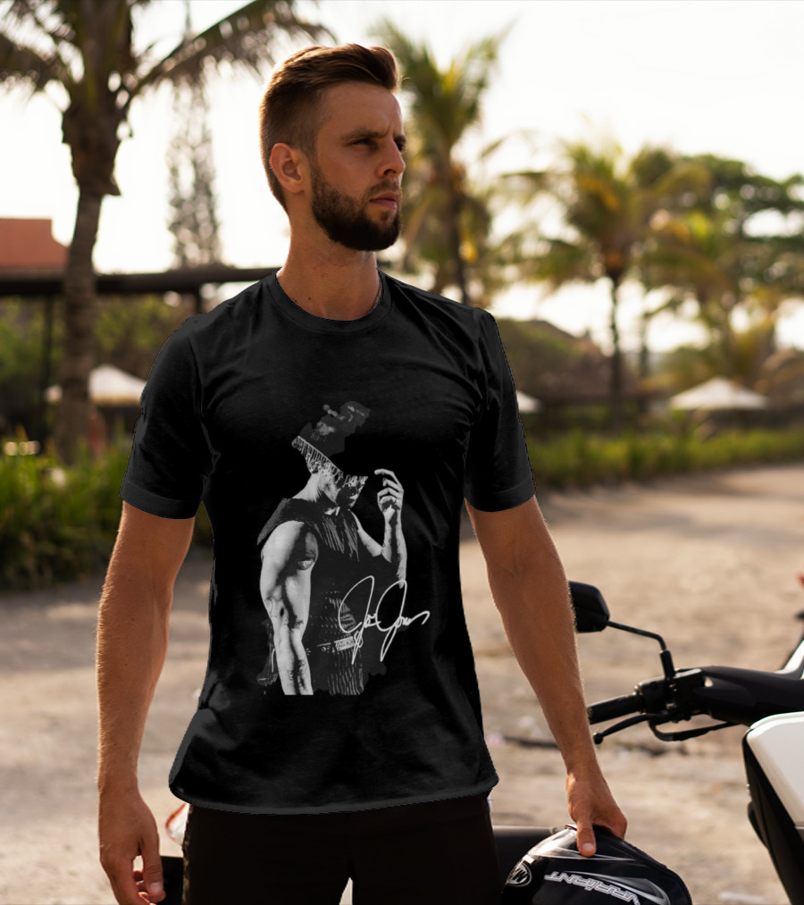 Joe Jonas Signature Black And White Cowboy Hat T-Shirt