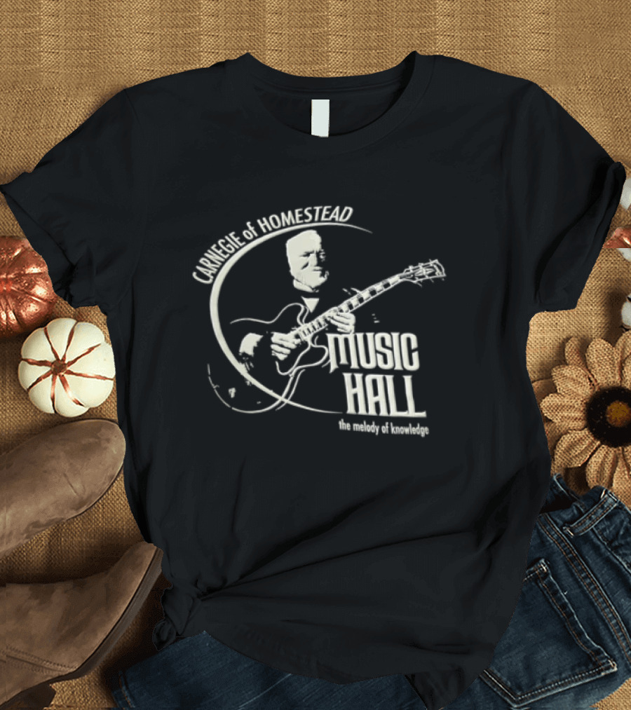 Carnegie Homestead Music Hall Stencil Archtop Guitar Sketch T-Shirt