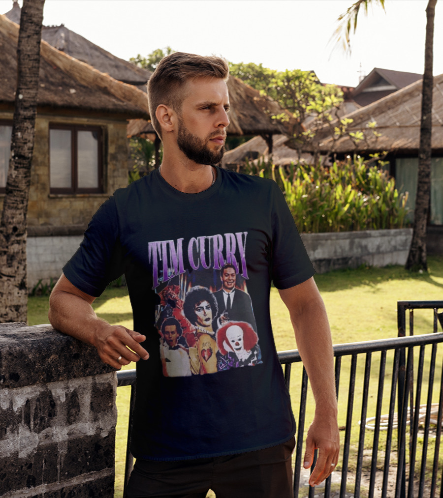 Tim Curry Dr Frank And Furter Pennywise Darkness Wadsworth Movie Roles Collage T-Shirt