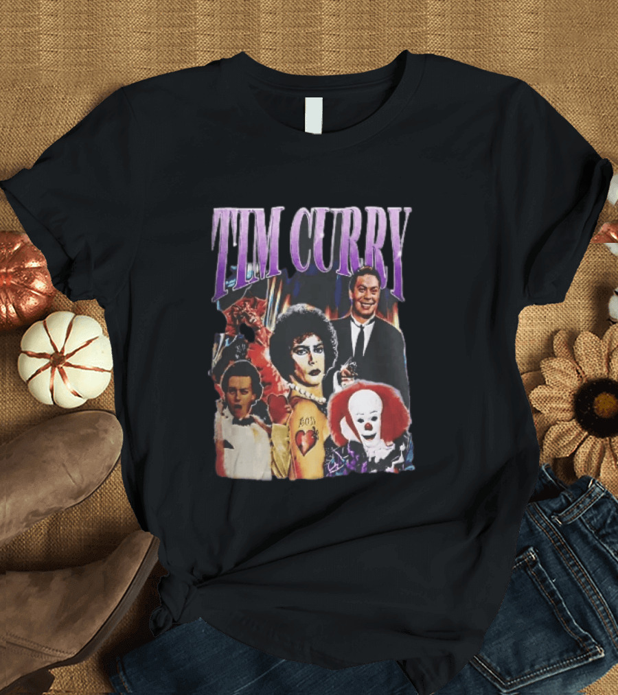 Tim Curry Dr Frank And Furter Pennywise Darkness Wadsworth Movie Roles Collage T-Shirt