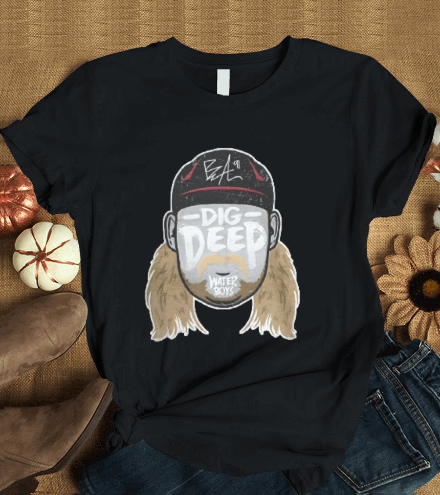 Waterboys Dig Deep Chris Long Mullet Mustache Cap Caricature T-Shirt