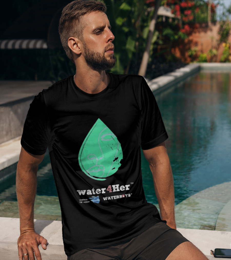 Water4Her Waterboys Green Waterdrop Line Face Women For Water T-Shirt