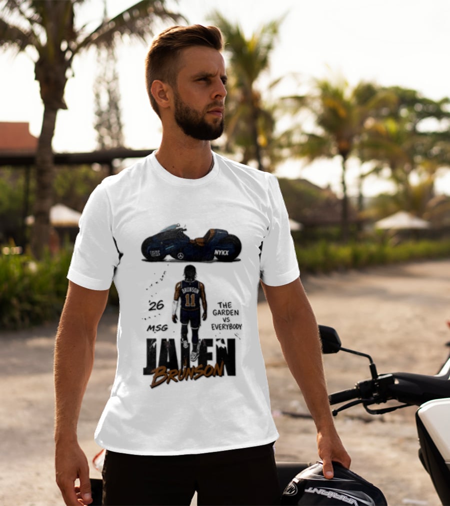 Jalen Brunson 26 The Garden NYKX MSG Vs Everybody Akira Motorcycle T-Shirt