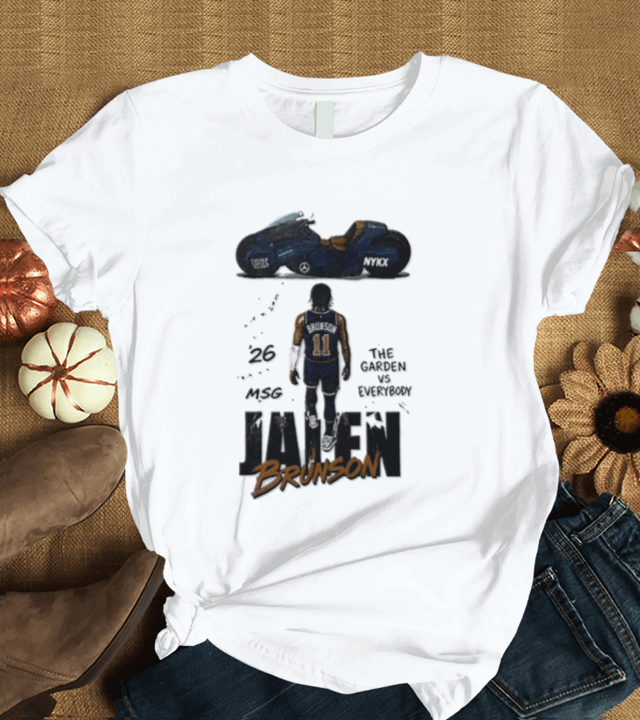 Jalen Brunson 26 The Garden NYKX MSG Vs Everybody Akira Motorcycle T-Shirt