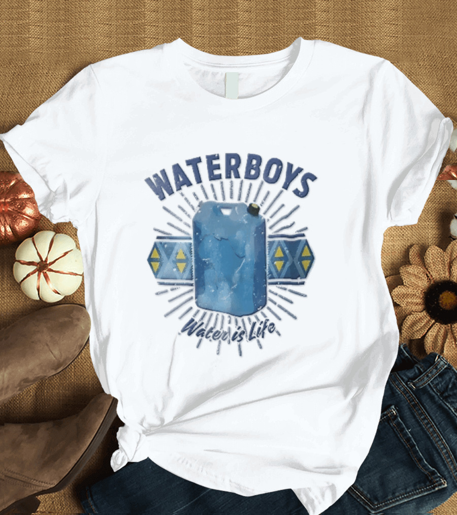 Waterboys Water Is Life Blue Container Geometric Sunburst T-Shirt