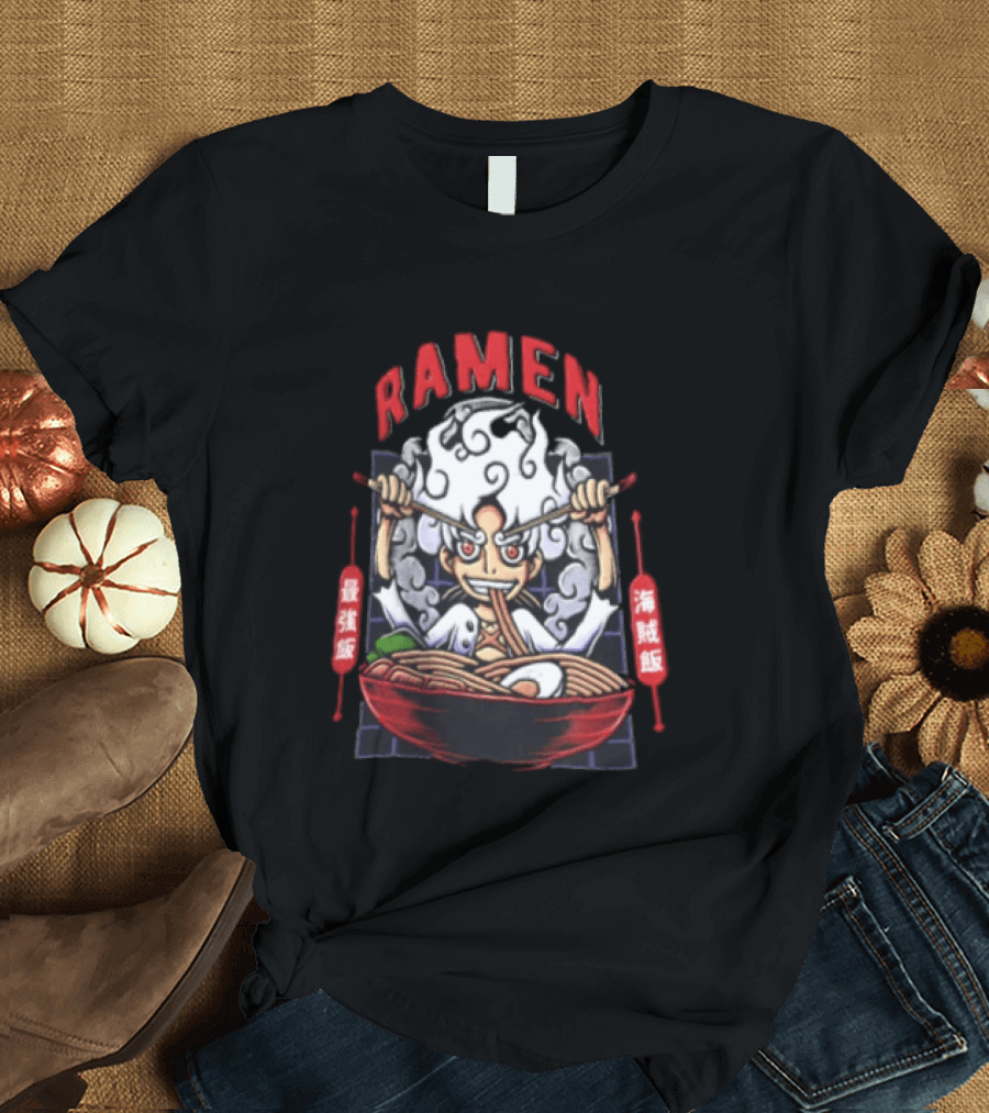 Ramen Pirate With Chopsticks Eating Noodles Anime T-Shirt