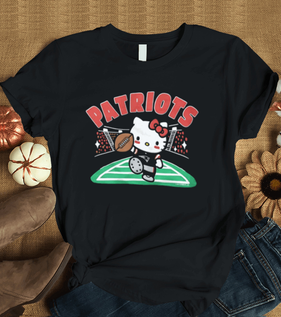 Hello Kitty Patriots Football Touchdown Collaboration T-Shirt