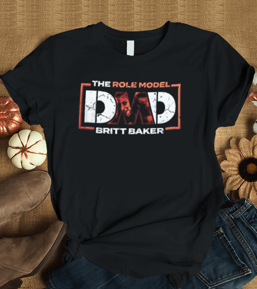 The Role Model DMD Britt Baker Wrestler Photo Inset Orange Box Frame Stencil T-Shirt