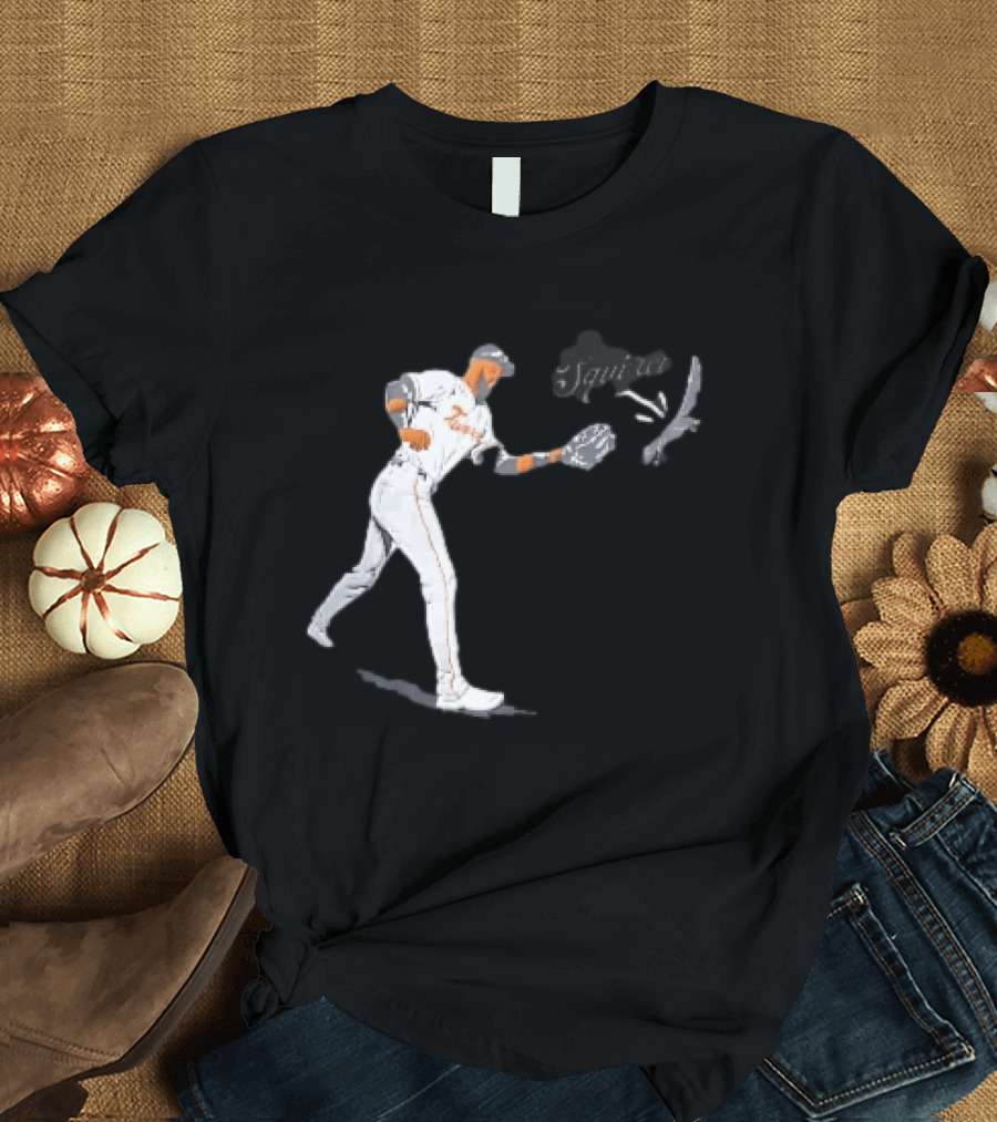 Squirrel Leody Taveras Texas Rangers MLB Catching Cartoon Baseball T-Shirt