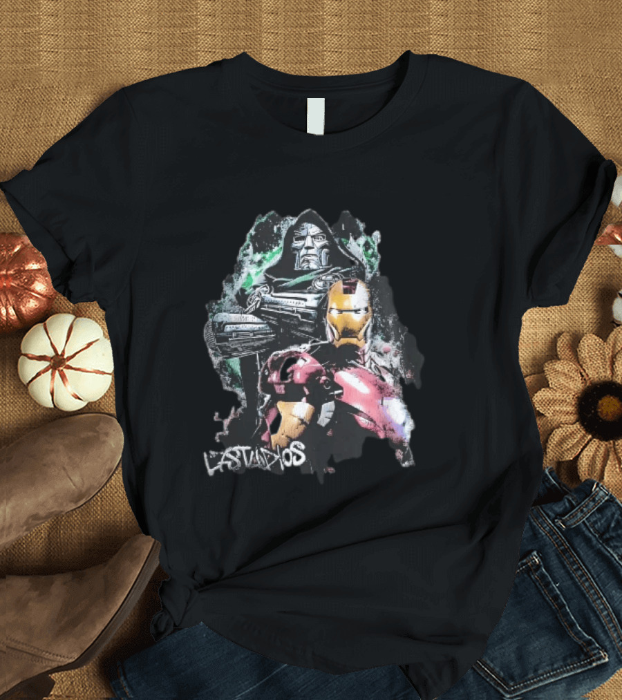 Lastudios Doctor Doom Iron Man Comic Book Dark Green Grunge T-Shirt