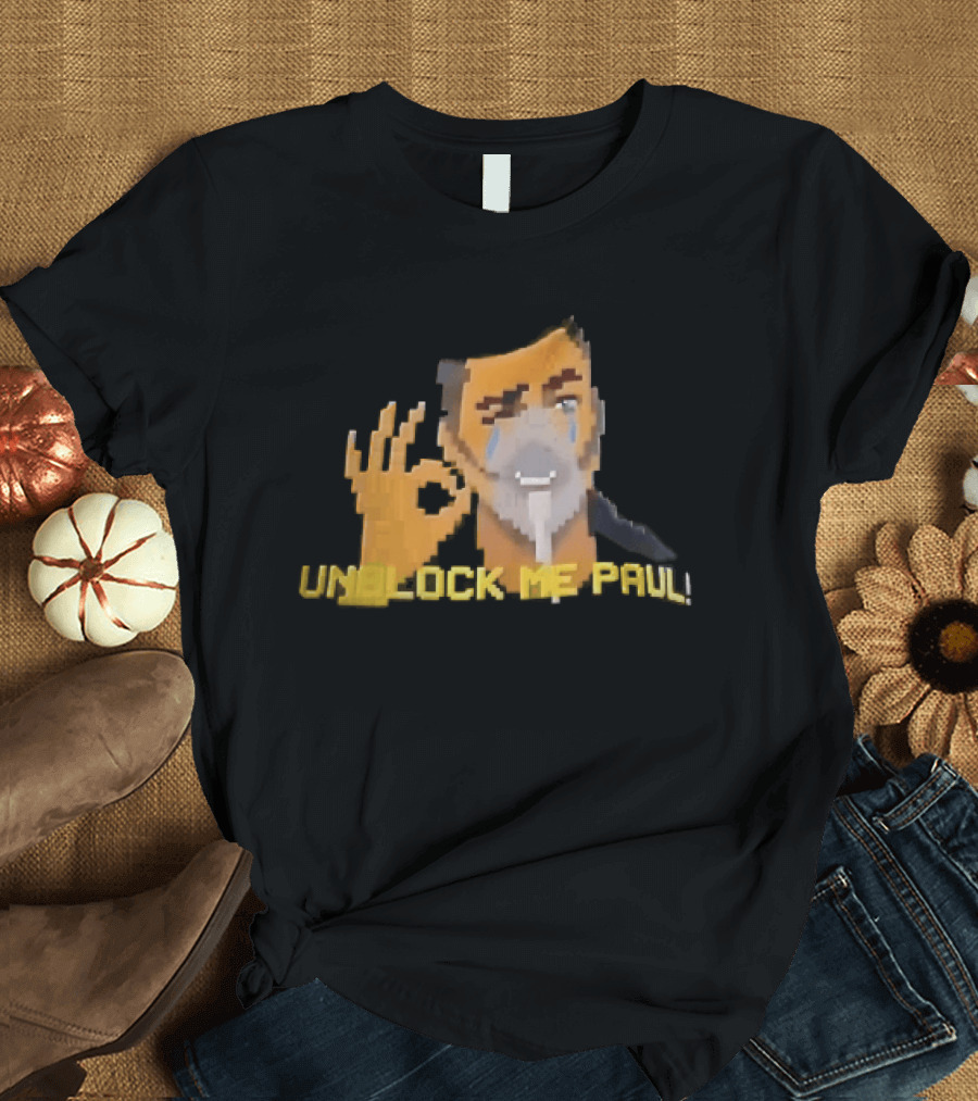 Unblock Me Paul Pixel Art Crying Man OK Hand Gesture T-Shirt