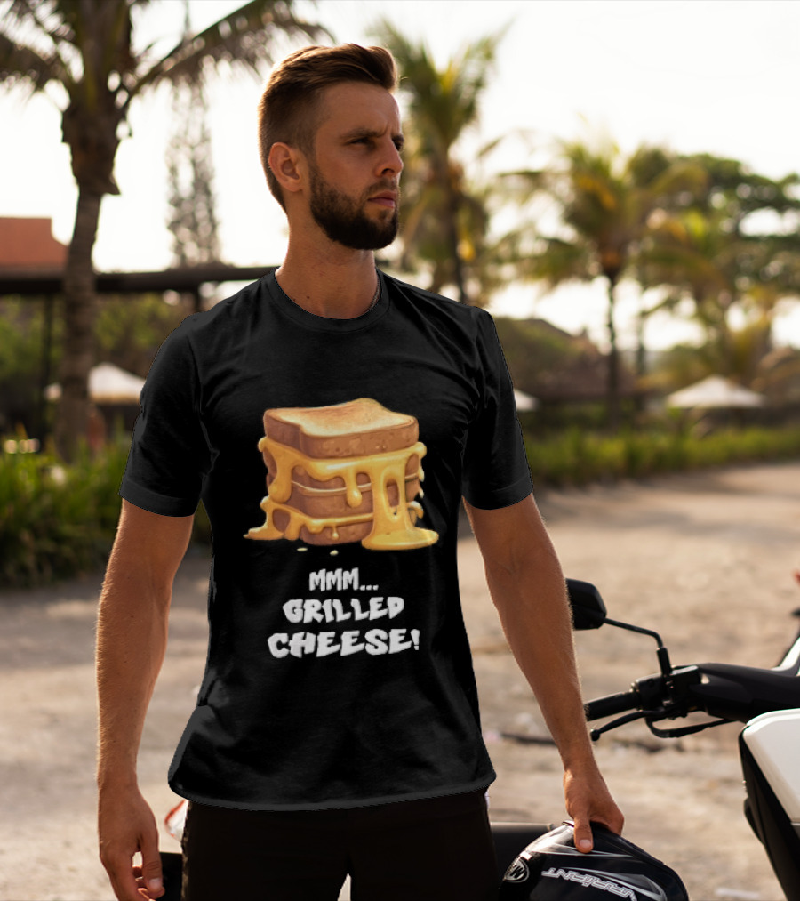 Mmm Grilled Cheese Melting Dripping Stacked Sandwiches Cartoon T-Shirt