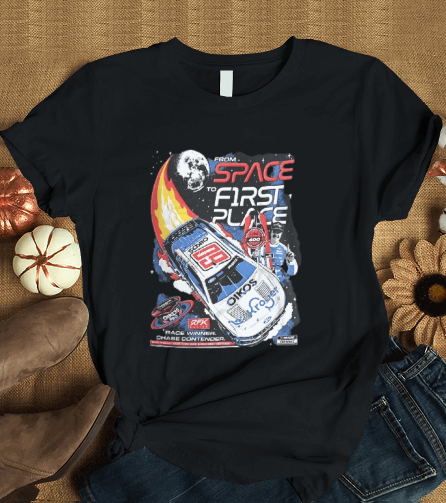 NASCAR From Space To First Place Ryan Preece RFK 2023 Race Winner Moon Flames Oikos 400 T-Shirt