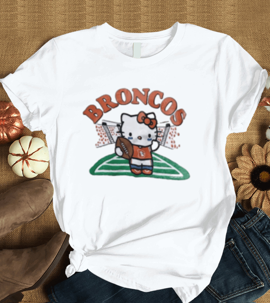 Hello Kitty Broncos Football Collaboration With Denver Team Spirit T-Shirt