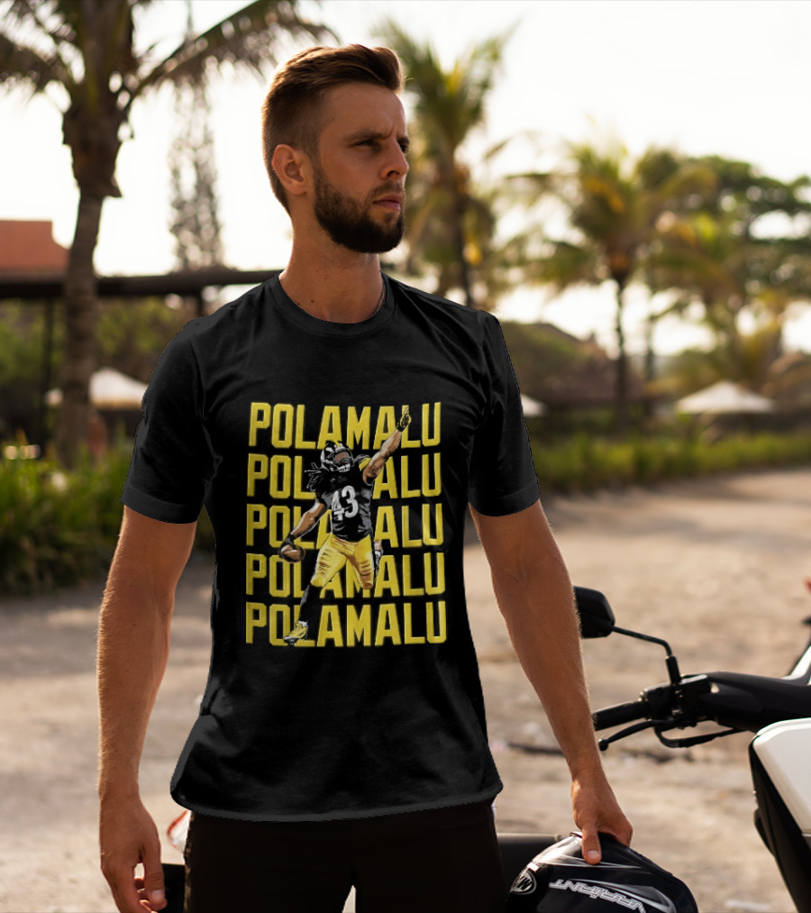 Pittsburgh Steelers Troy Polamalu Football Action Yellow Polamalu T-Shirt