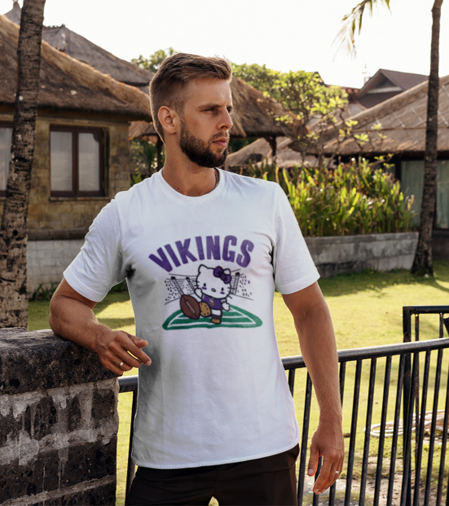 Hello Kitty Vikings Football Collaboration Kickoff T-Shirt