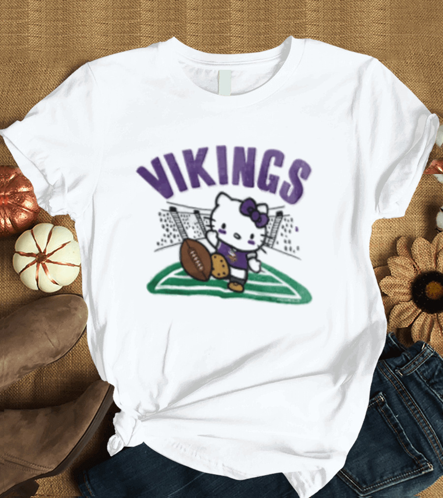 Hello Kitty Vikings Football Collaboration Kickoff T-Shirt