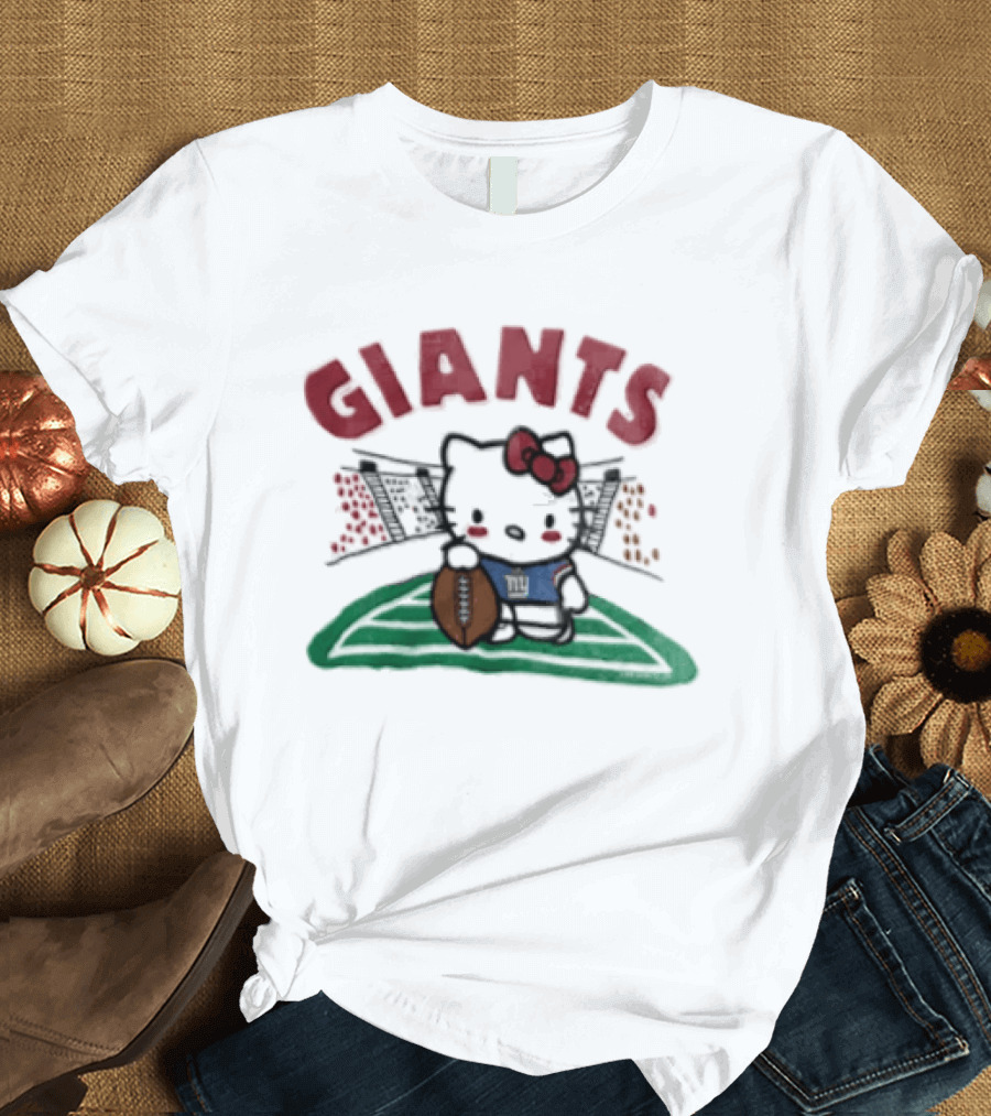 Hello Kitty New York Giants Collaboration Football Themed Holder T-Shirt