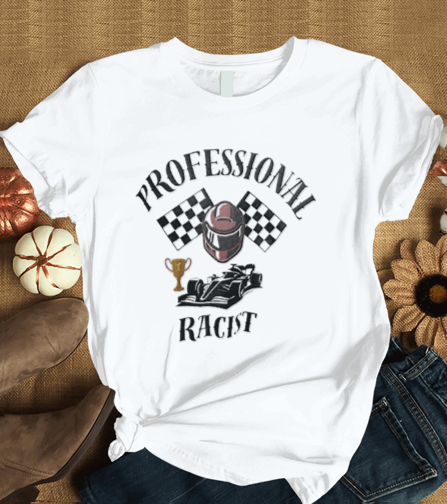 Professional Racer Red Racing Helmet Checkered Flags Trophy Formula One Car T-Shirt