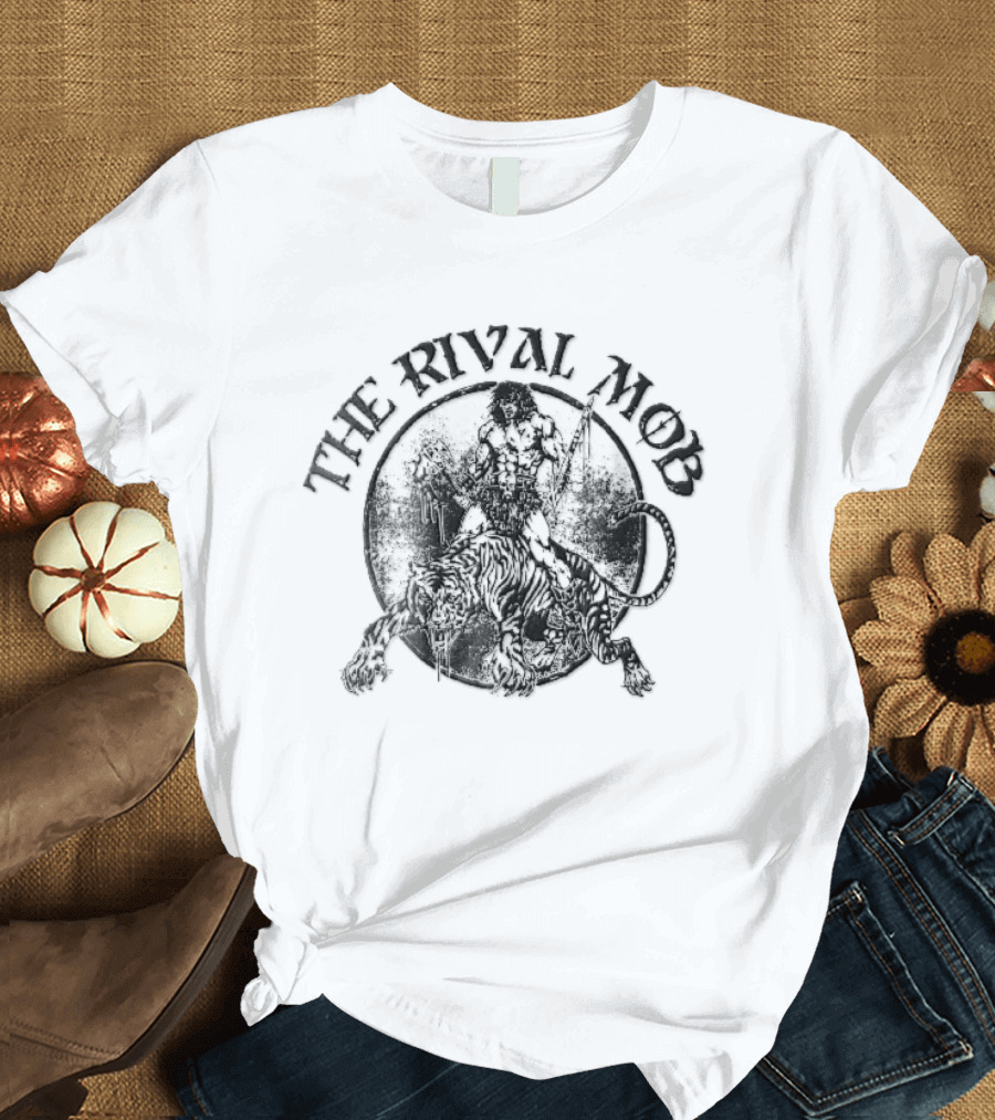 The Rival Mob Barbarian Riding Saber Toothed Tiger Distressed T-Shirt