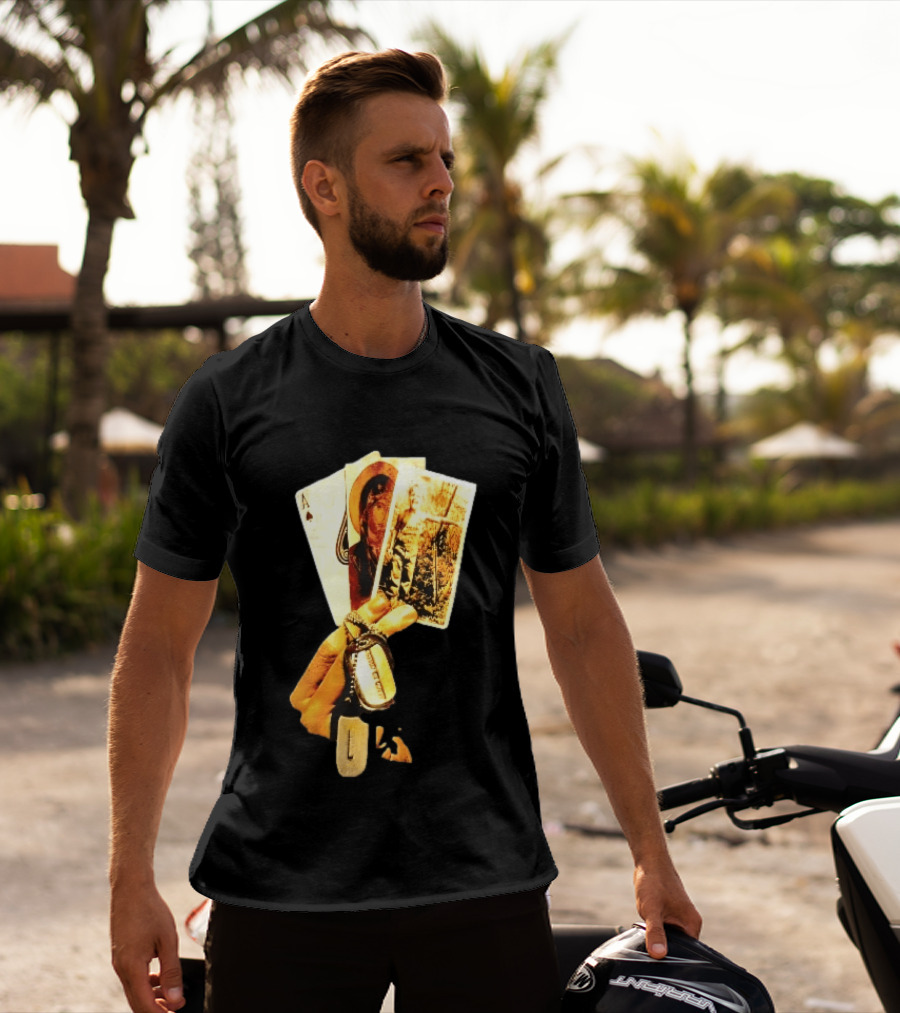 Ace Of Spades Virgin Mary Soldier Photograph Dog Tags T-Shirt