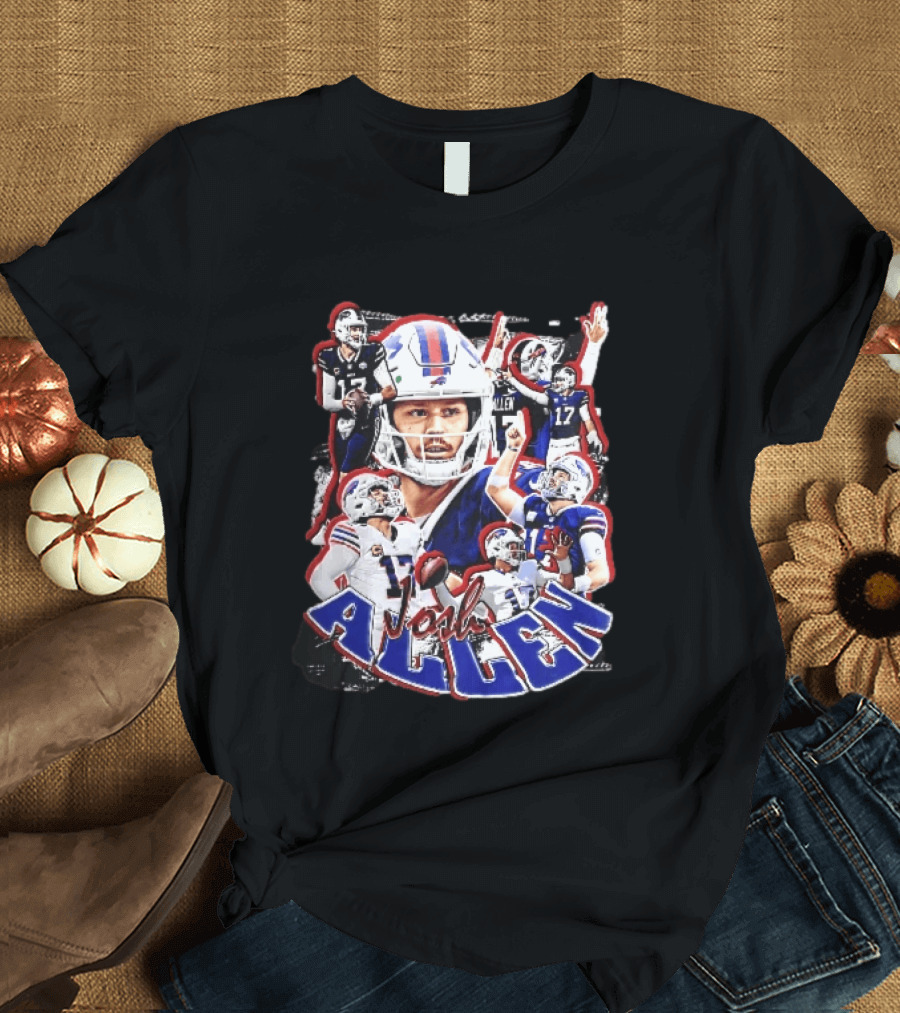 Buffalo Bills Josh Allen Action Collage Football Player T-Shirt