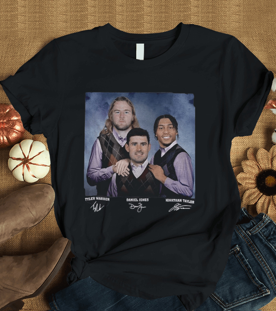 Indianapolis Football Step Bros Jonathan Taylor Daniel Jones Tyler Warren T-Shirt