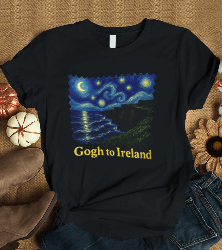 Van Gogh Starry Night Cliffs Overlook Gogh To Ireland T-Shirt