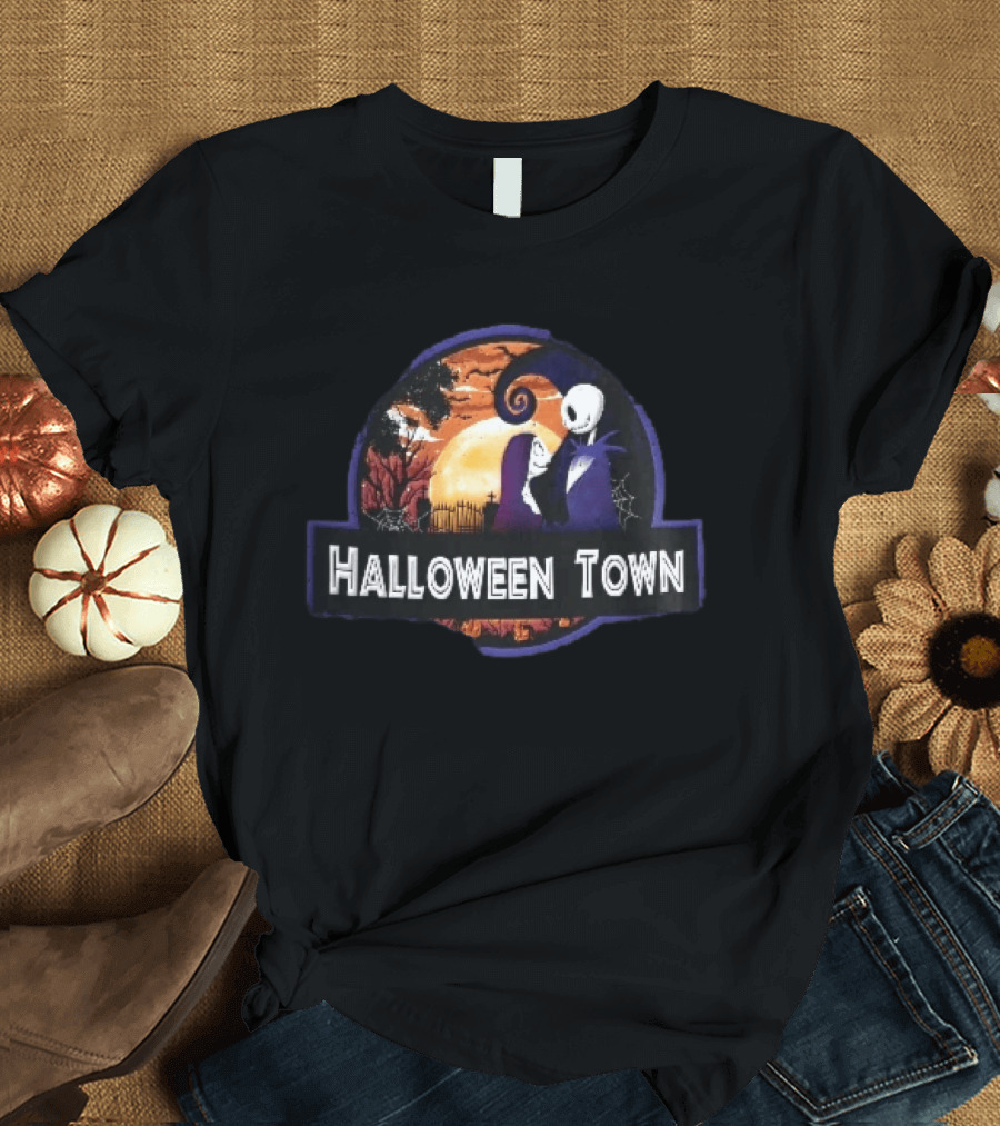 Halloween Town Jack And Sally Graveyard Scene Moonlit T-Shirt