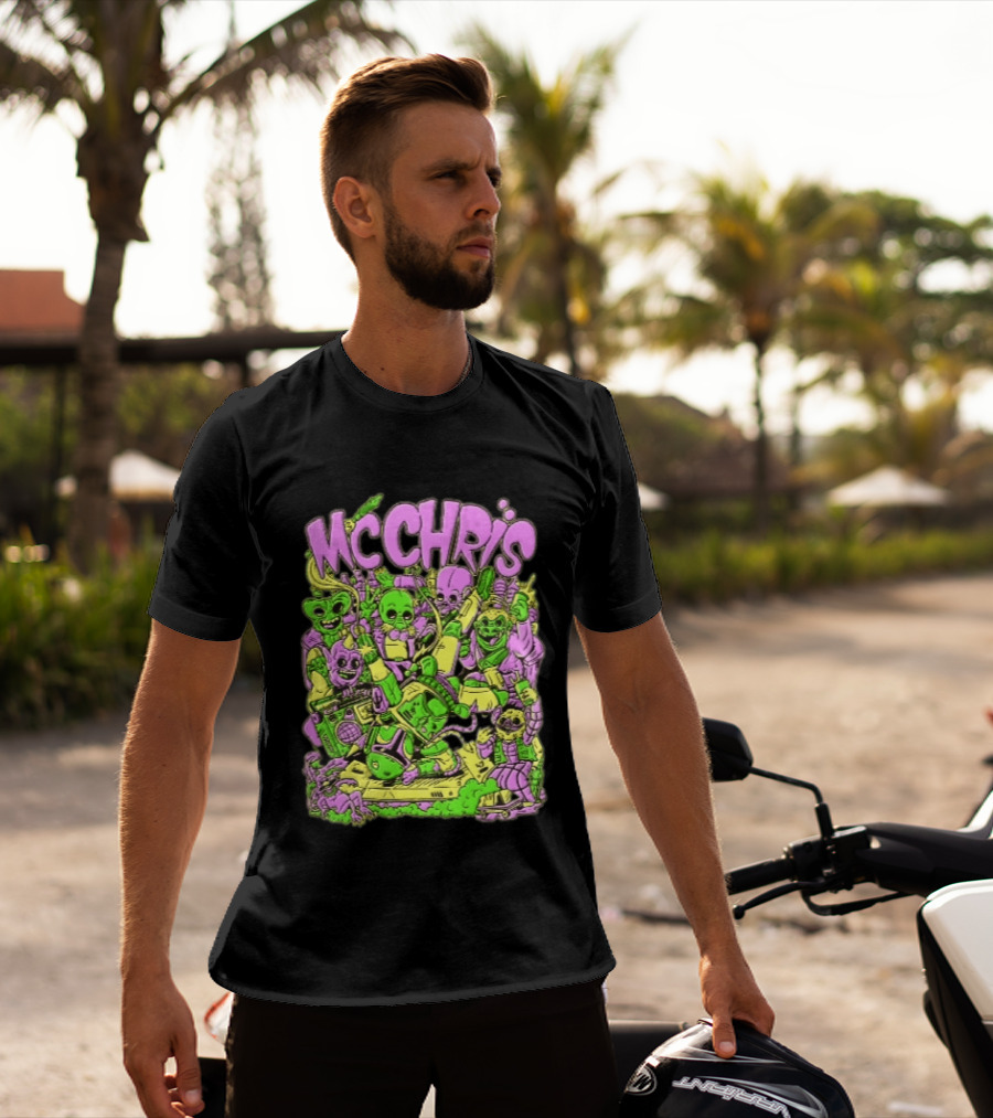 MC Chris Cartoon Characters Party Alien Boombox Fun T-Shirt