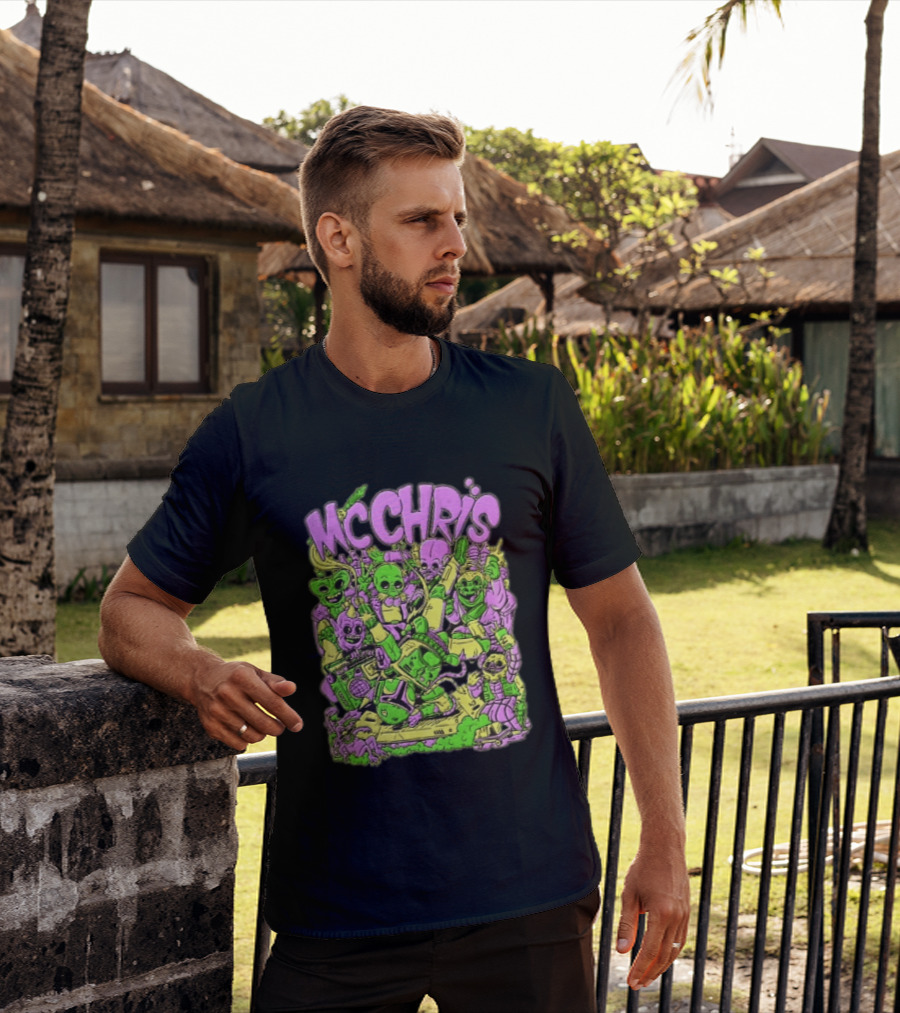 MC Chris Cartoon Characters Party Alien Boombox Fun T-Shirt