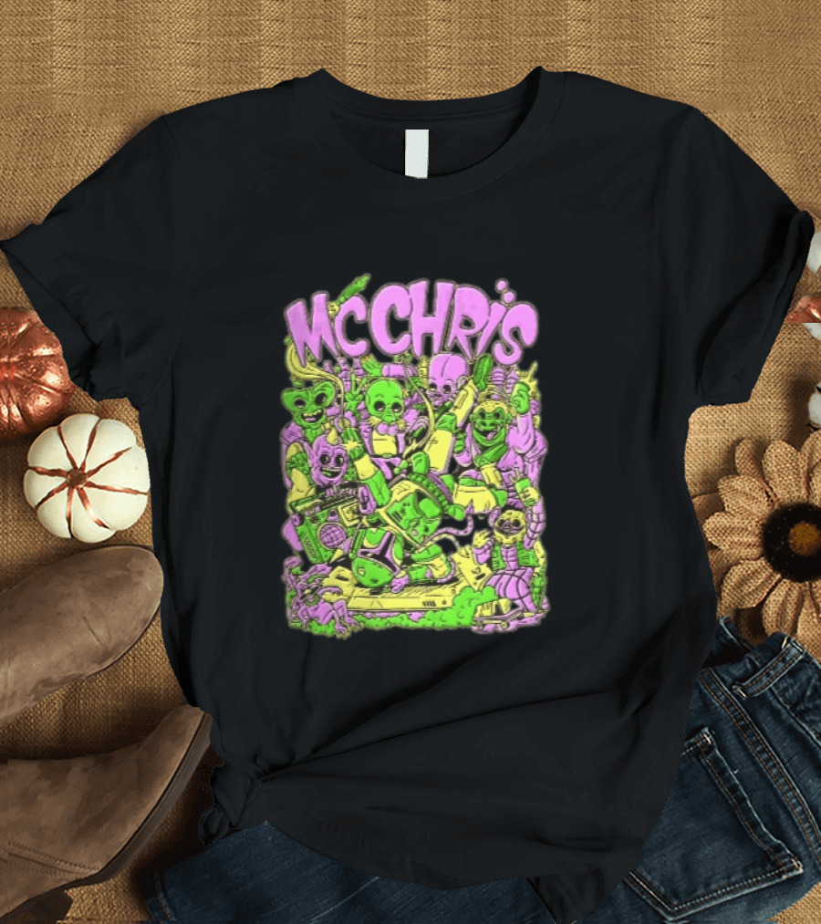 MC Chris Cartoon Characters Party Alien Boombox Fun T-Shirt