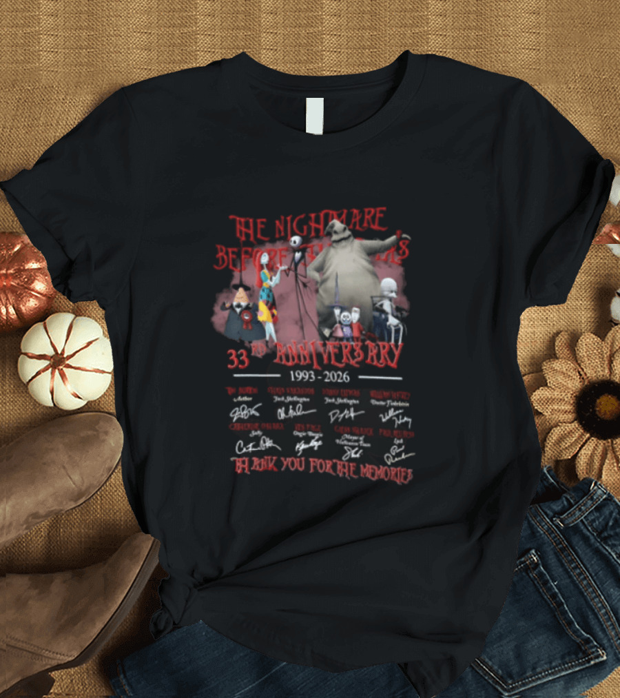 The Nightmare Before Christmas 33rd Anniversary 1993 2026 Thank You For The Memories T-Shirt