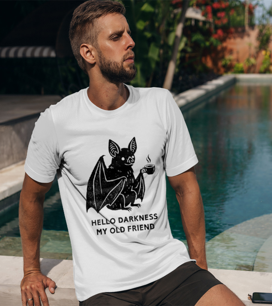 Bat With Coffee Hello Darkness My Old Friend T-Shirt
