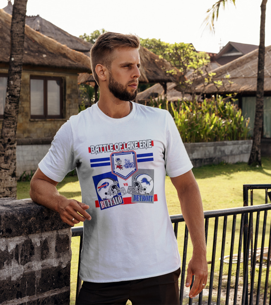 Battle Of Lake Erie Buffalo And Detroit Football Helmets T-Shirt