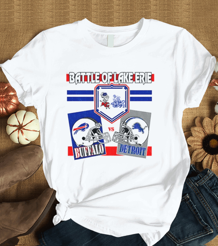 Battle Of Lake Erie Buffalo And Detroit Football Helmets T-Shirt