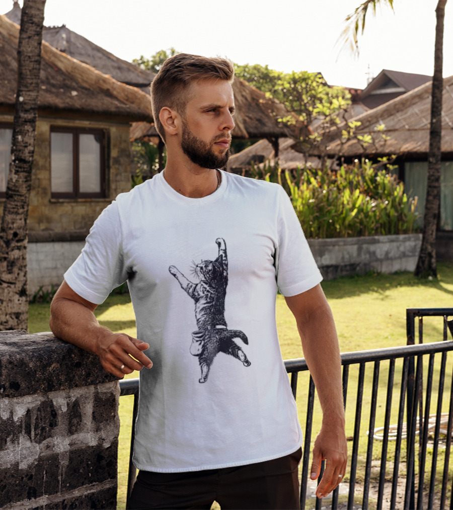 Cat Climbing Adventure With Chalk Bag T-Shirt